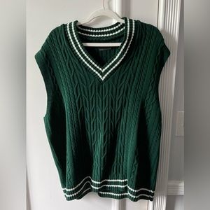 ASOS DESIGN cable knit vest  tank in dark green